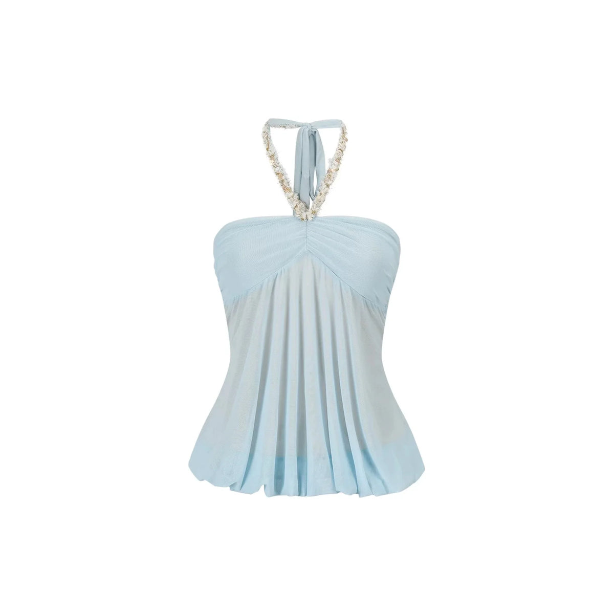 Double-Layer Mesh Halter Top