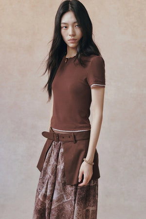 Double-Layer Patchwork Lace Trim T-Shirt
