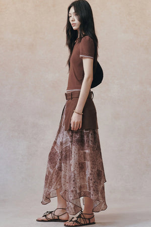 Double-Layer Patchwork Lace Trim T-Shirt