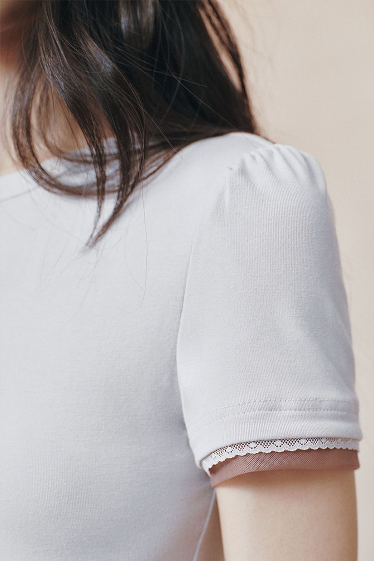 Double-Layer Patchwork Lace Trim T-Shirt