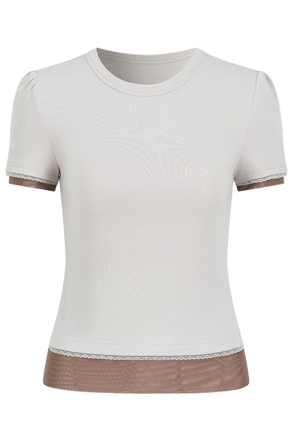 Double-Layer Patchwork Lace Trim T-Shirt