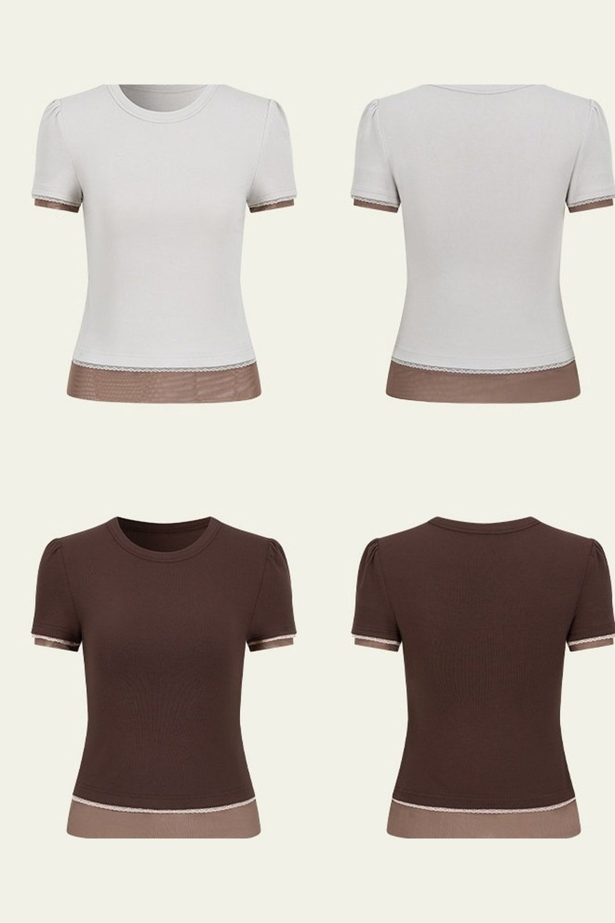 Double-Layer Patchwork Lace Trim T-Shirt
