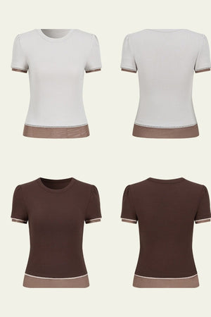 Double-Layer Patchwork Lace Trim T-Shirt