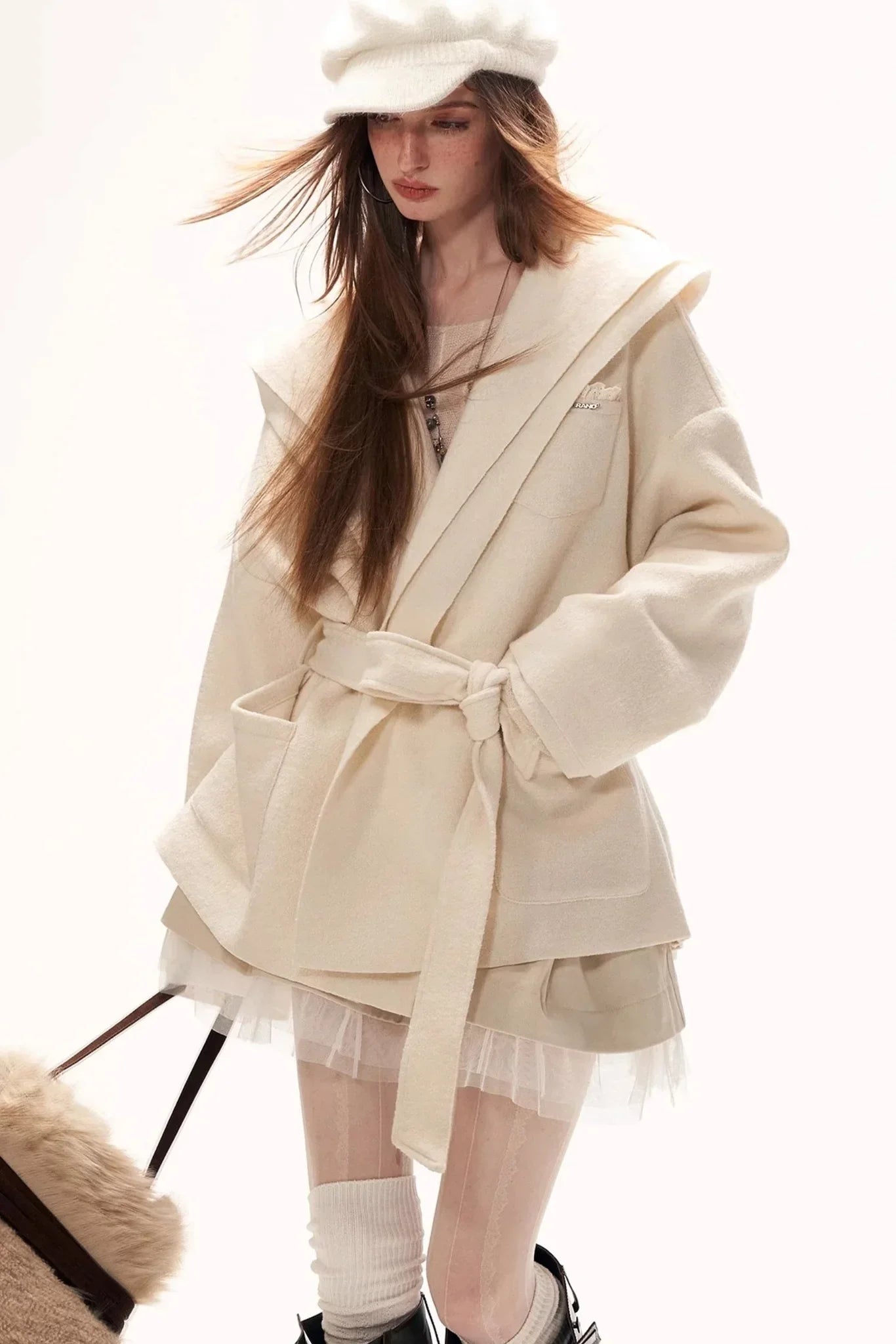 Double-Layered Fur-Trimmed Coat