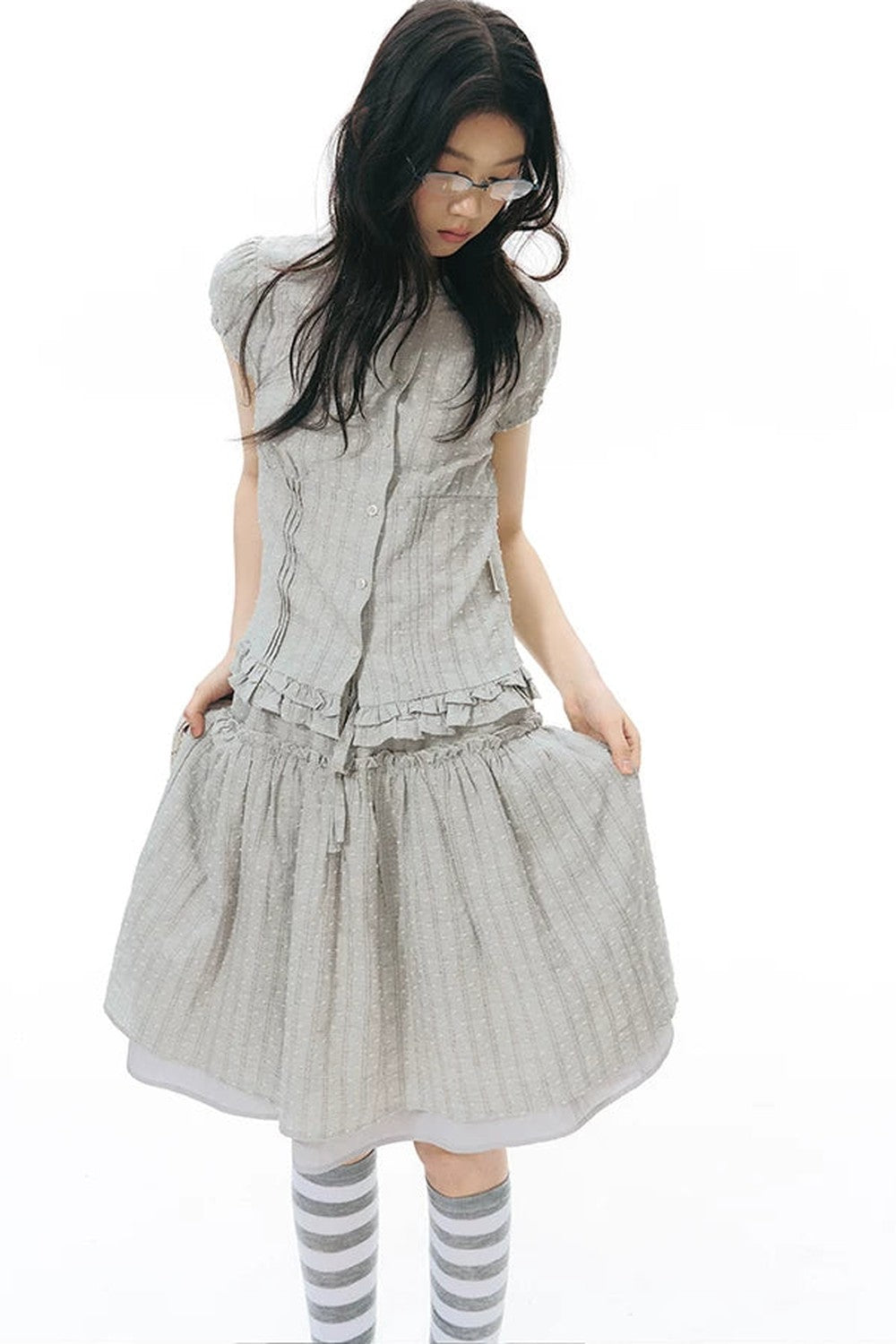 Double-Layered Puff A-Line Skirt