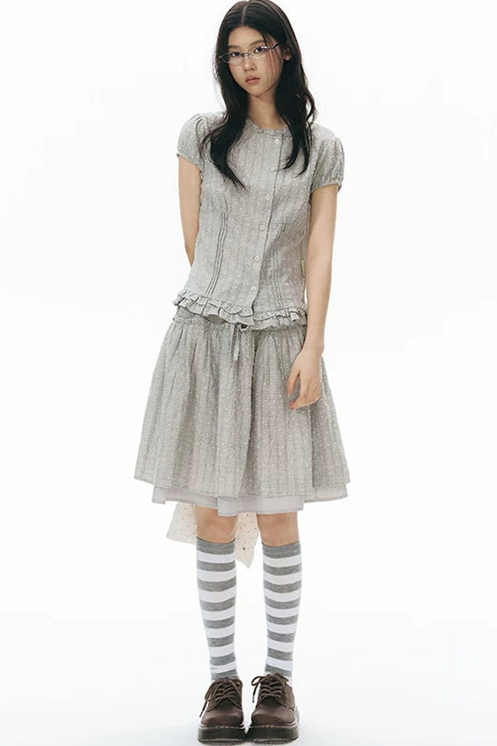 Double-Layered Puff A-Line Skirt