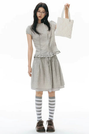 Double-Layered Puff A-Line Skirt