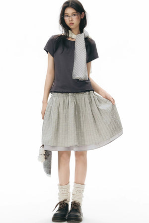 Double-Layered Puff A-Line Skirt