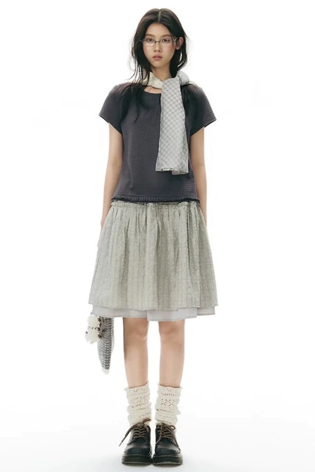 Double-Layered Puff A-Line Skirt