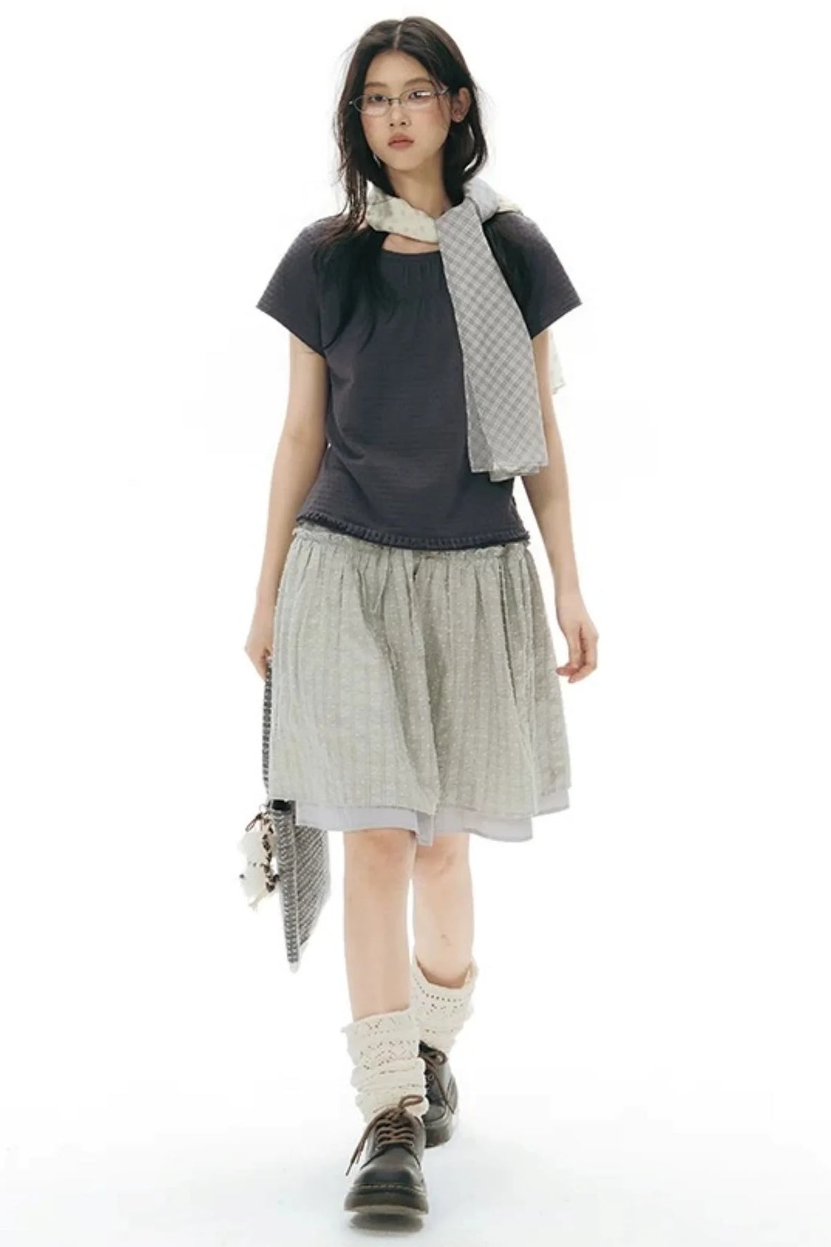 Double-Layered Puff A-Line Skirt