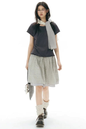 Double-Layered Puff A-Line Skirt