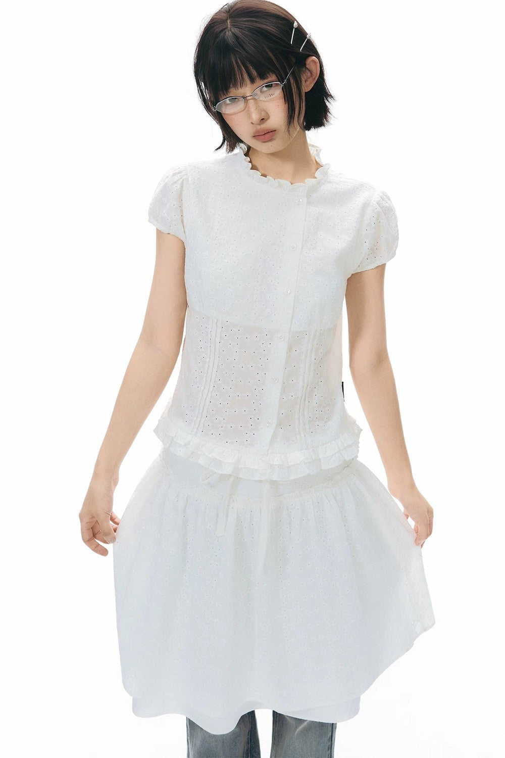 Double-Layered Puff A-Line Skirt