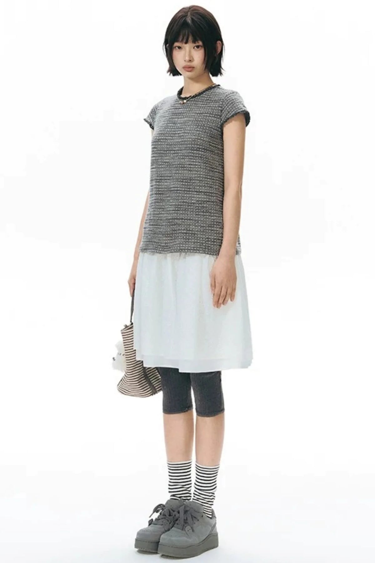 Double-Layered Puff A-Line Skirt