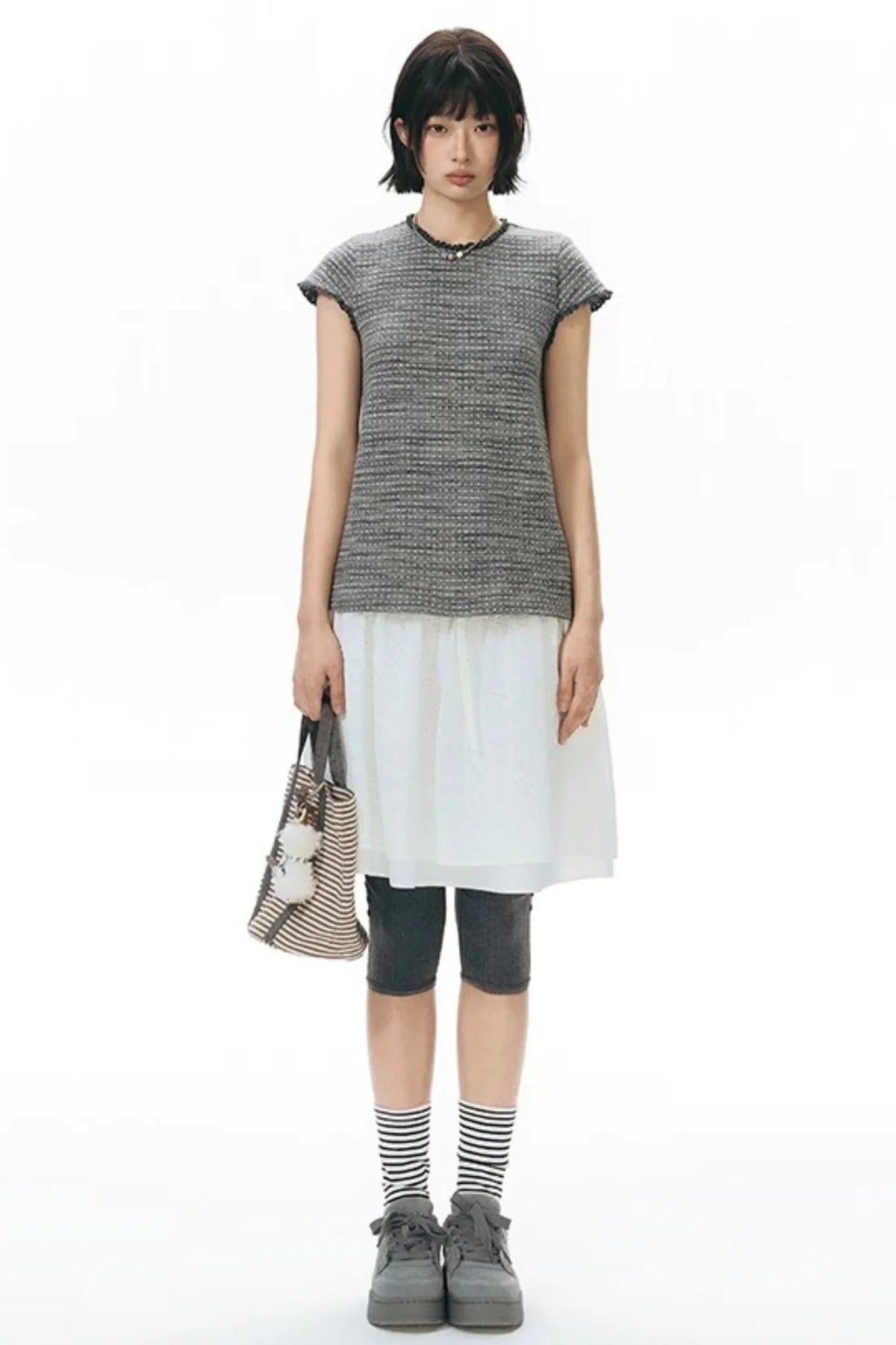 Double-Layered Puff A-Line Skirt