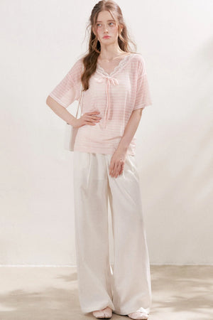Double Pleated Wide Leg Linen Pants