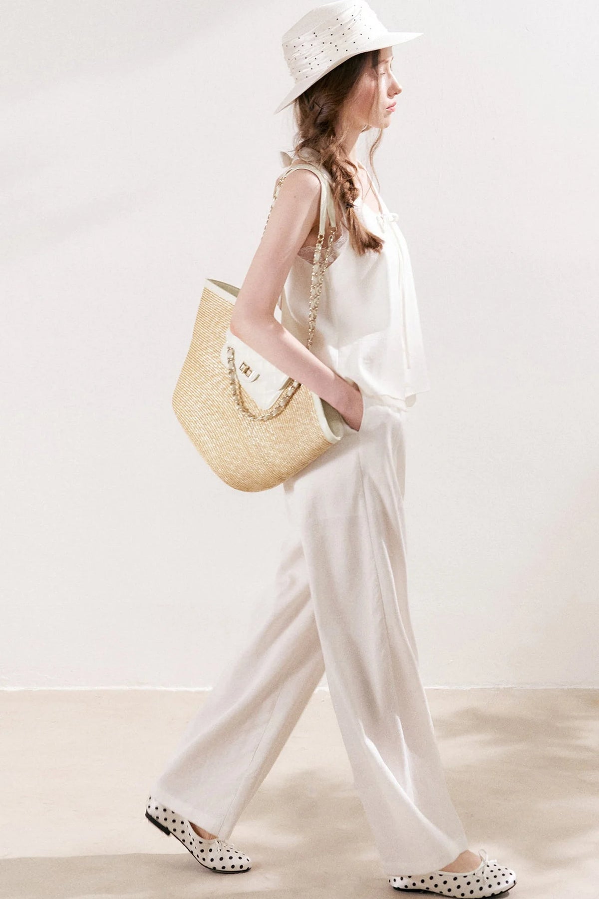 Double Pleated Wide Leg Linen Pants