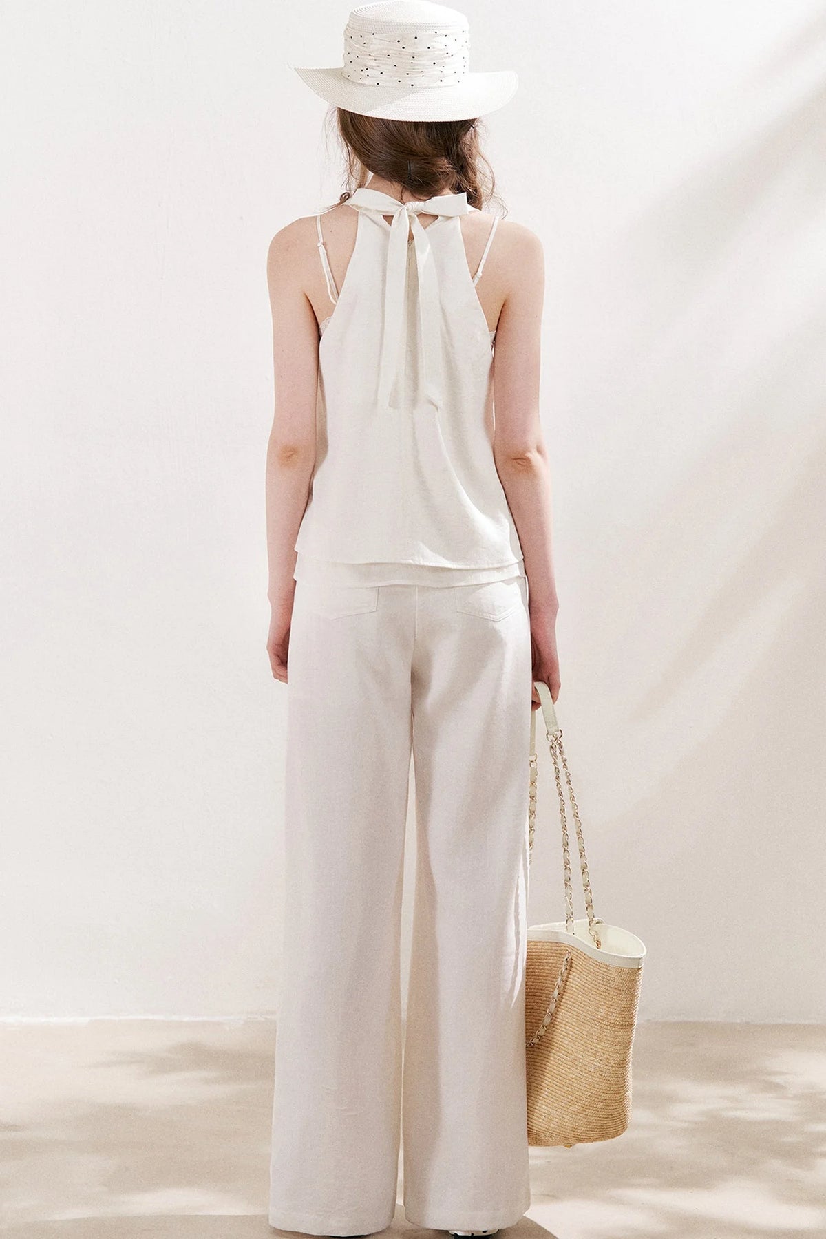 Double Pleated Wide Leg Linen Pants