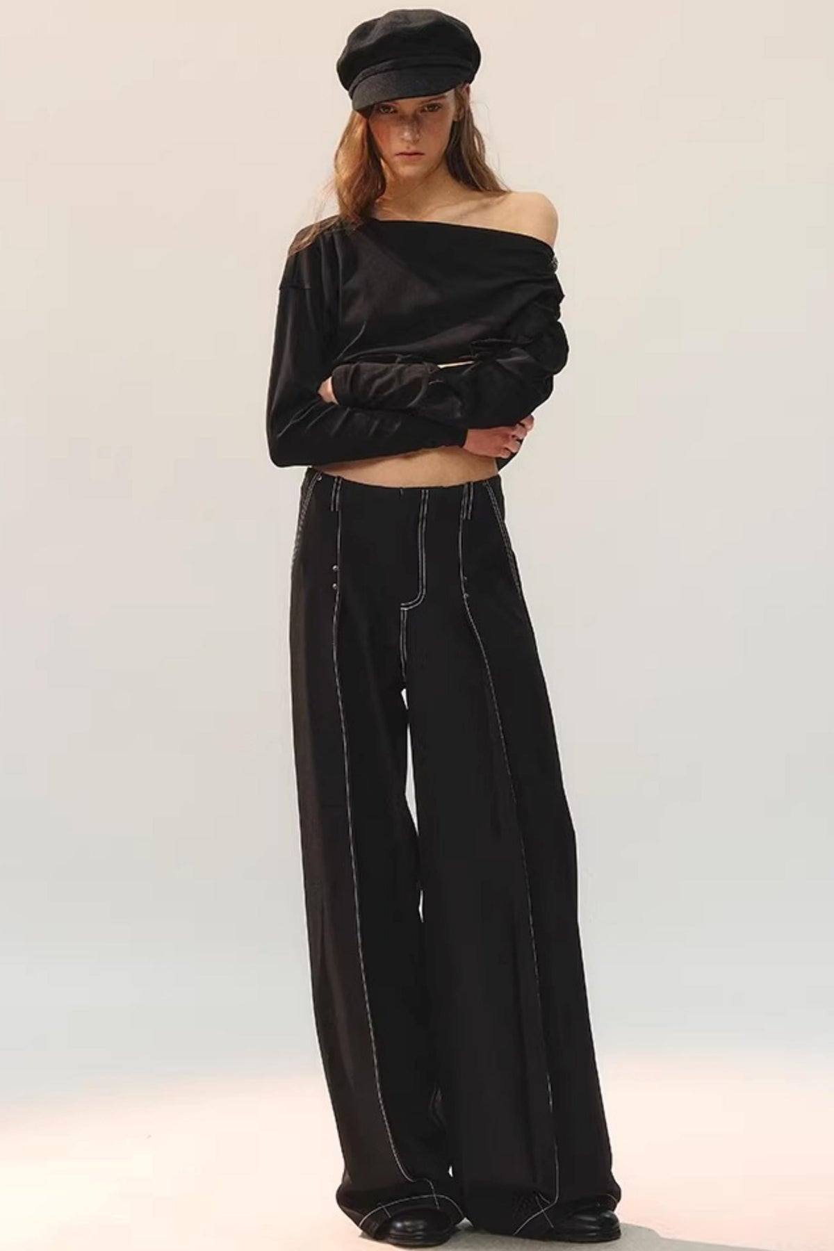 Double Pleated Wide-Leg Pants