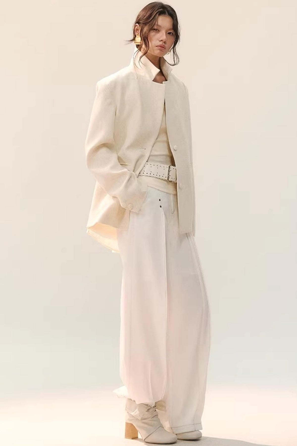 Double Pleated Wide-Leg Pants