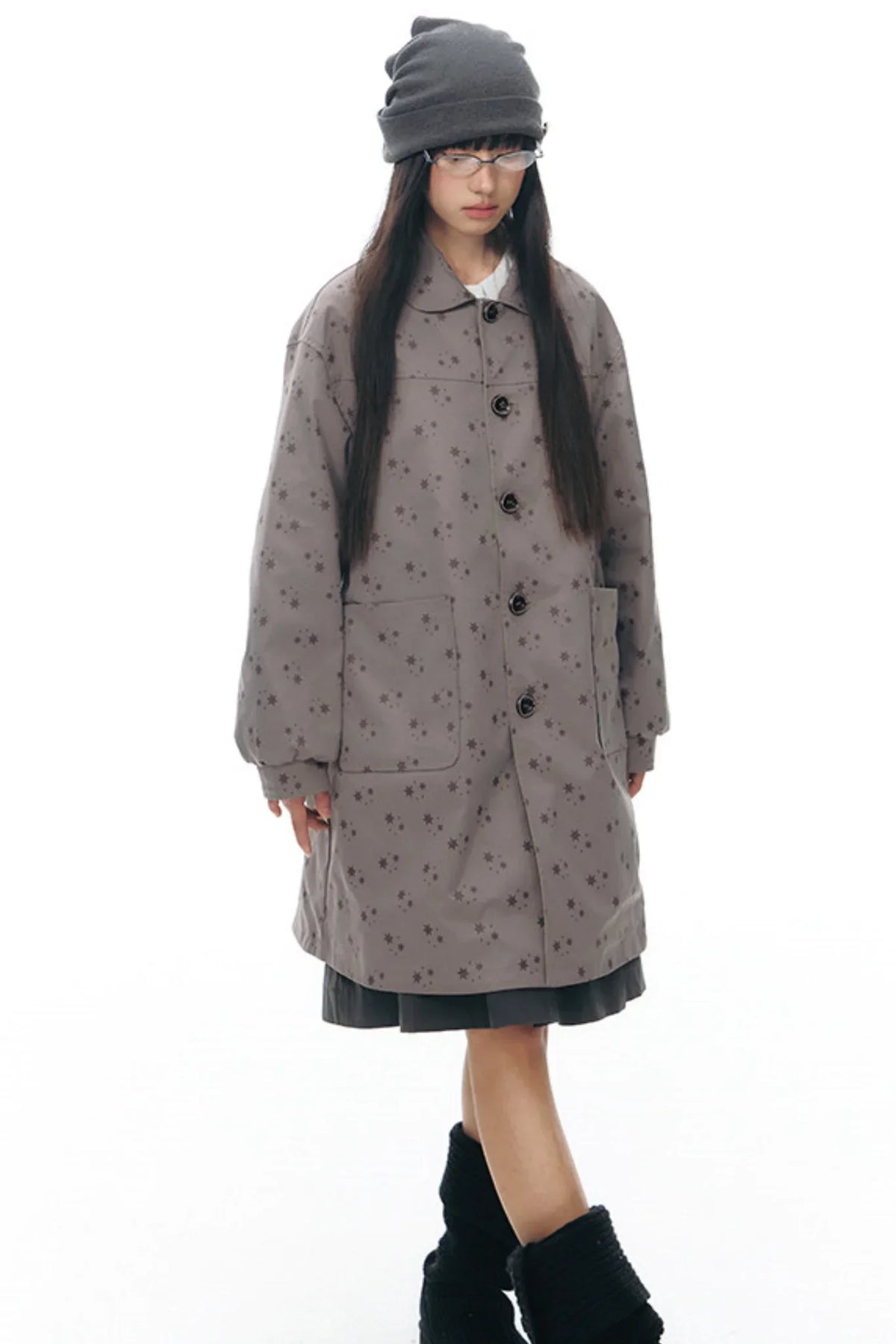 Double-Sided Doll Collar Trench Coat