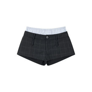 Double-Waist Plaid Shorts