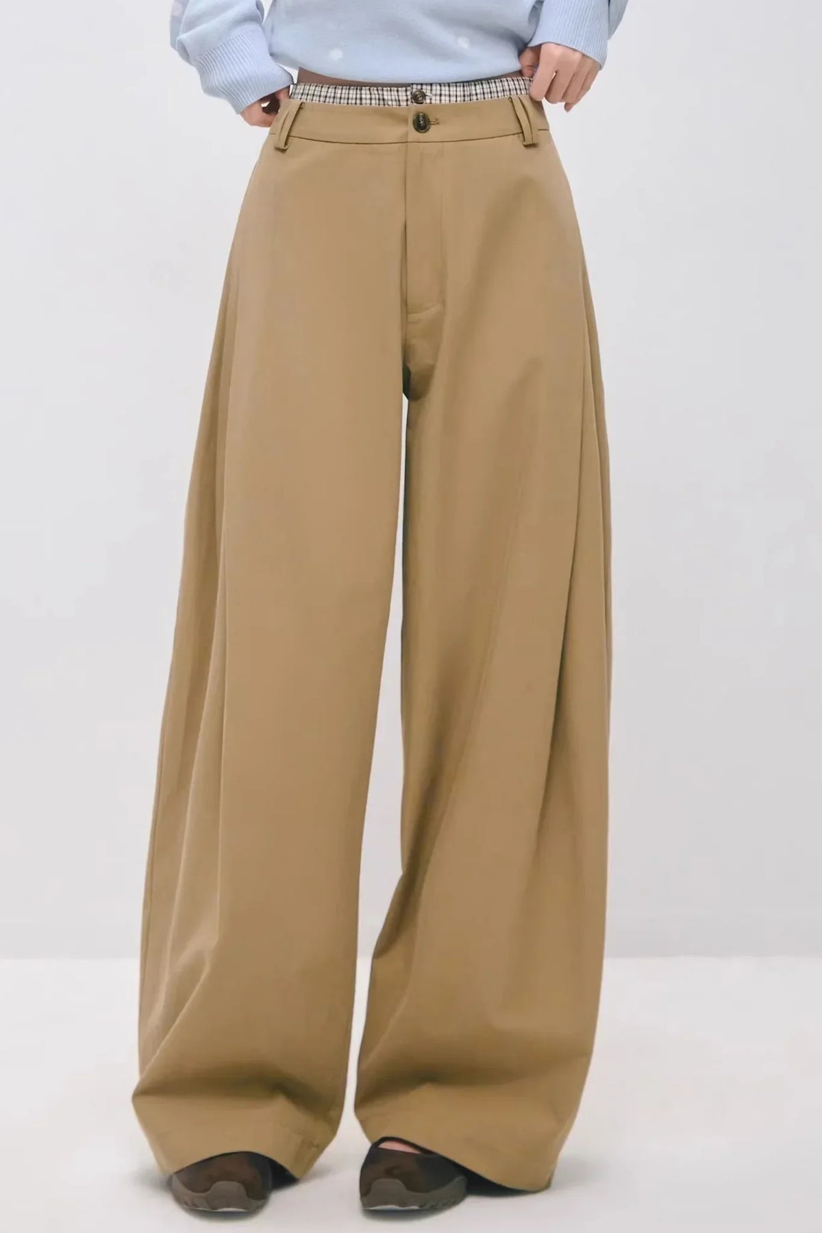 Double-Waistband Pleated Pants