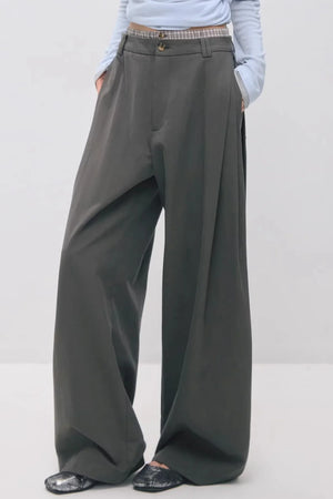 Double-Waistband Pleated Pants