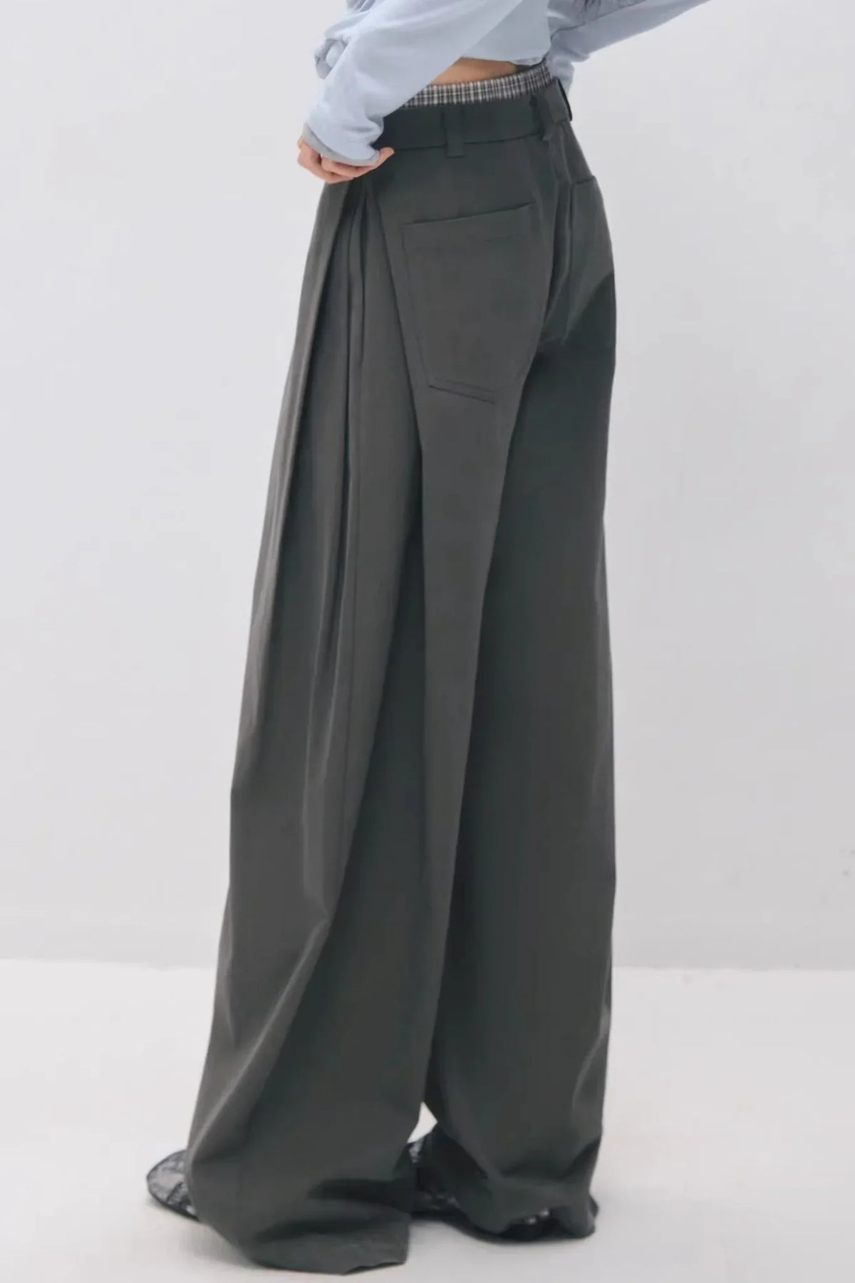 Double-Waistband Pleated Pants