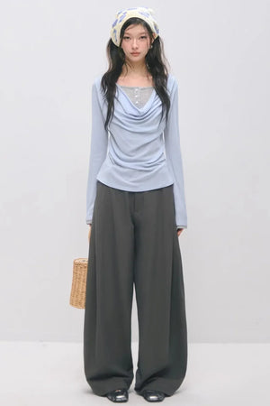 Double-Waistband Pleated Pants