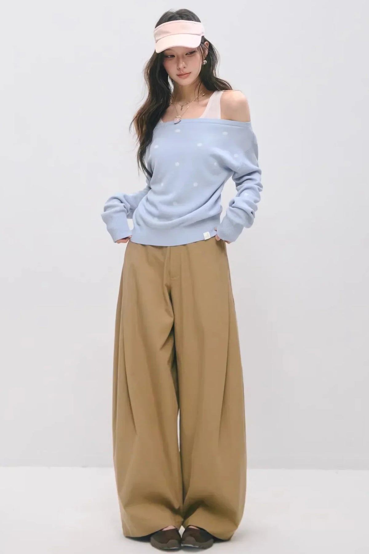 Double-Waistband Pleated Pants