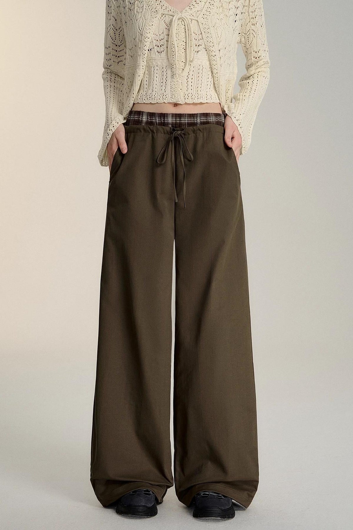 Double-Waistband Wide-Leg Trousers