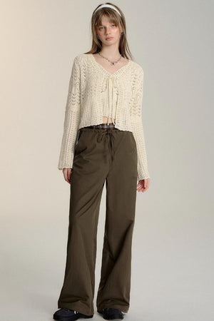 Double-Waistband Wide-Leg Trousers