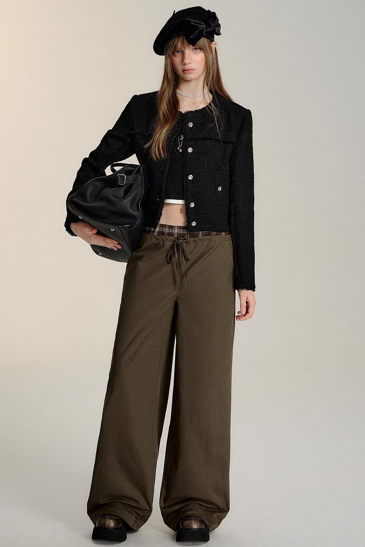 Double-Waistband Wide-Leg Trousers