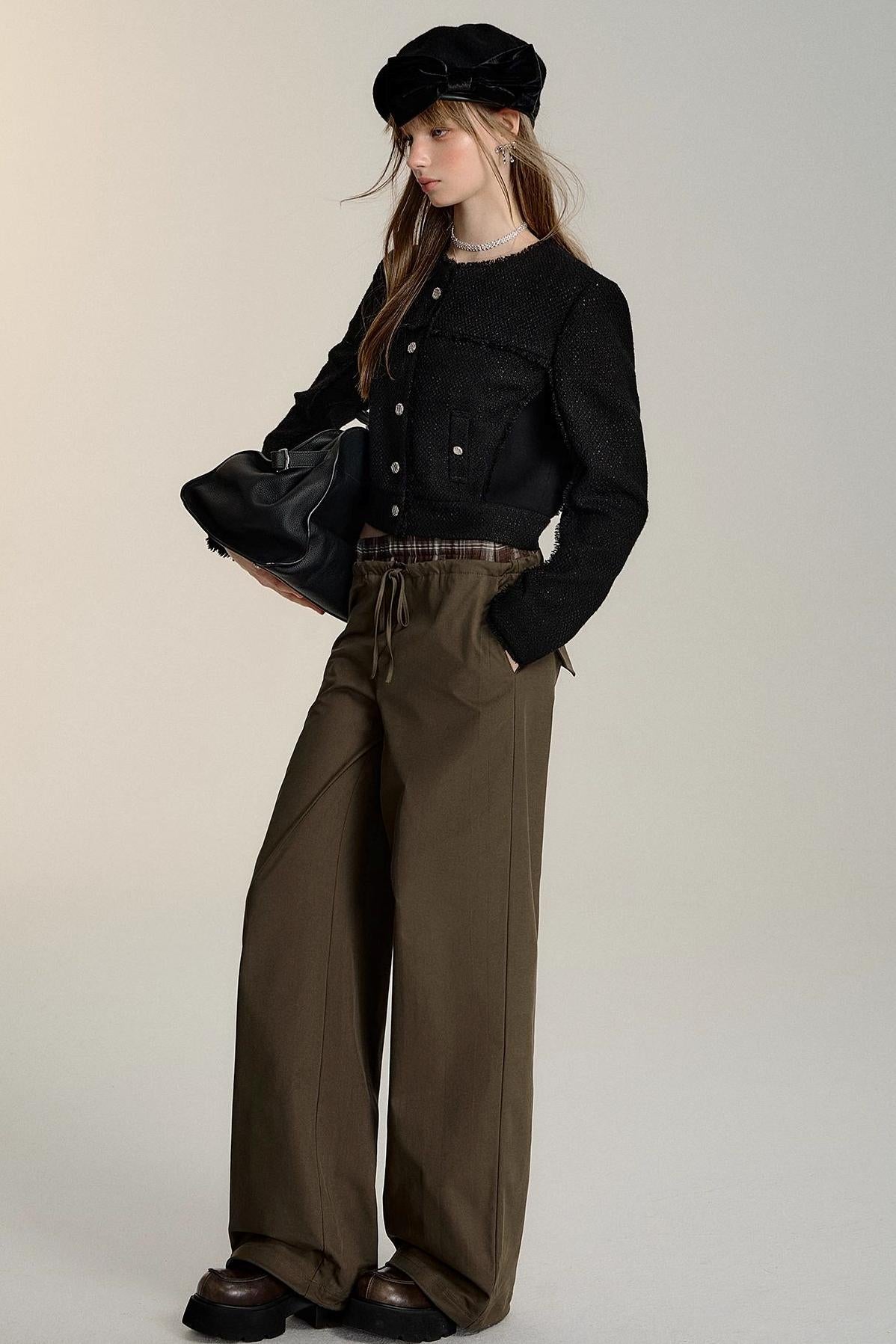 Double-Waistband Wide-Leg Trousers