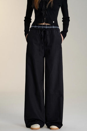 Double-Waistband Wide-Leg Trousers