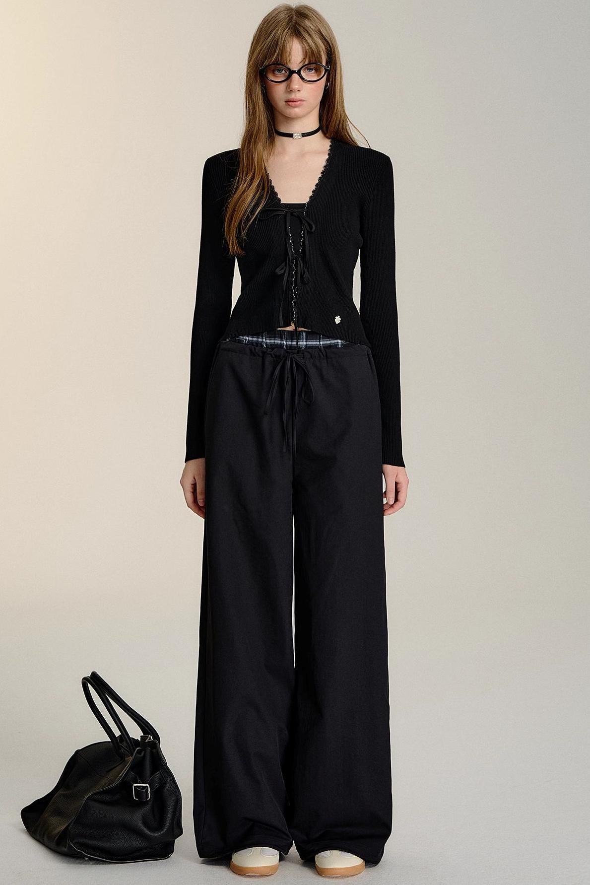 Double-Waistband Wide-Leg Trousers