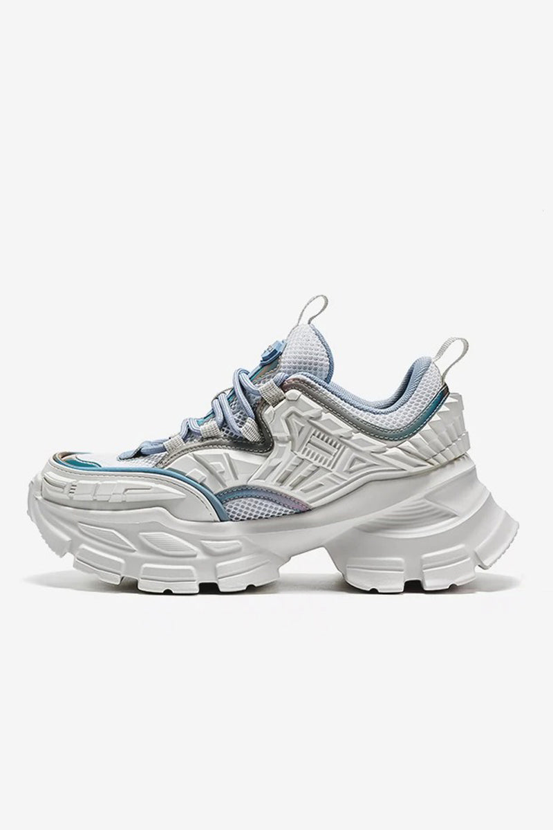 OGR White & Blue Chunky Platform Sneakers