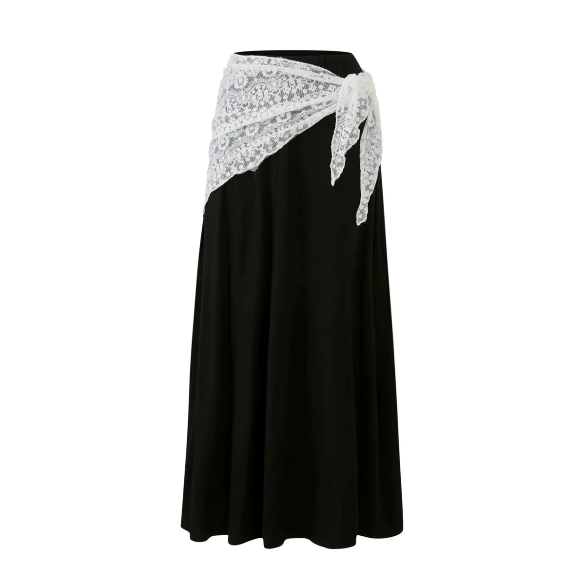 Draped Collar Lace Top Skirt Set-Up