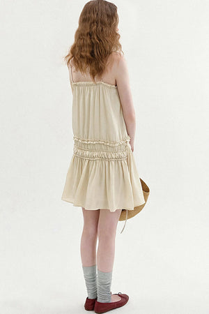 Draped Ruffle Spaghetti Dress