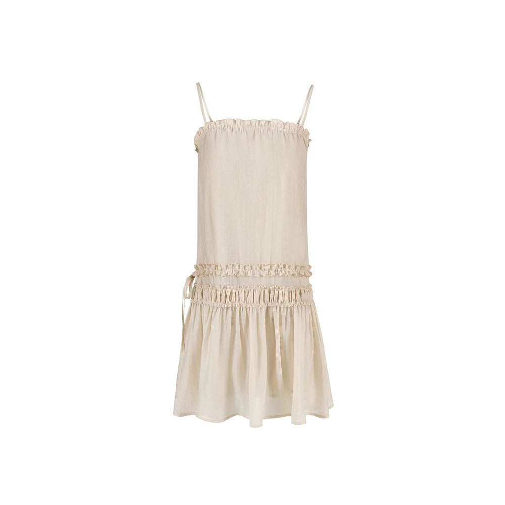 Draped Ruffle Spaghetti Dress