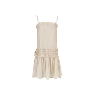 Draped Ruffle Spaghetti Dress