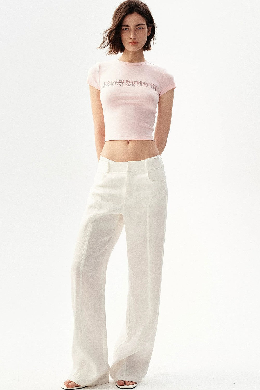 Draped Wide Leg Linen Pants