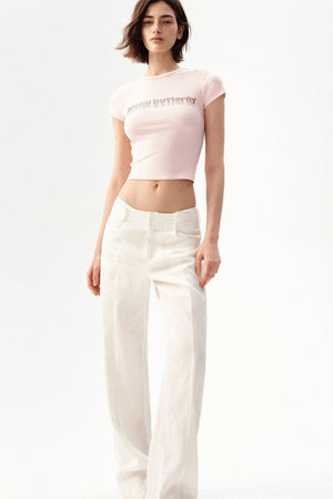 Draped Wide Leg Linen Pants