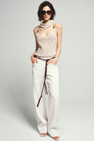 Draped Wide Leg Linen Pants