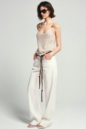 Draped Wide Leg Linen Pants