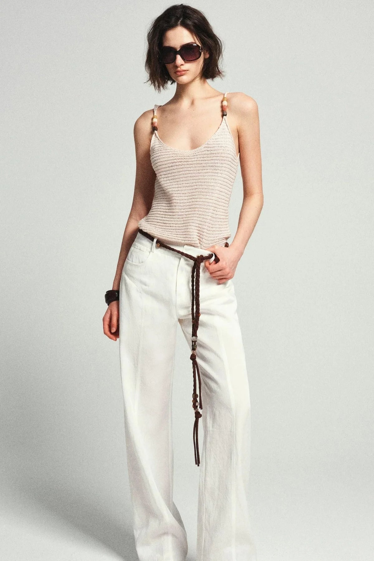 Draped Wide Leg Linen Pants