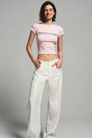 Draped Wide Leg Linen Pants