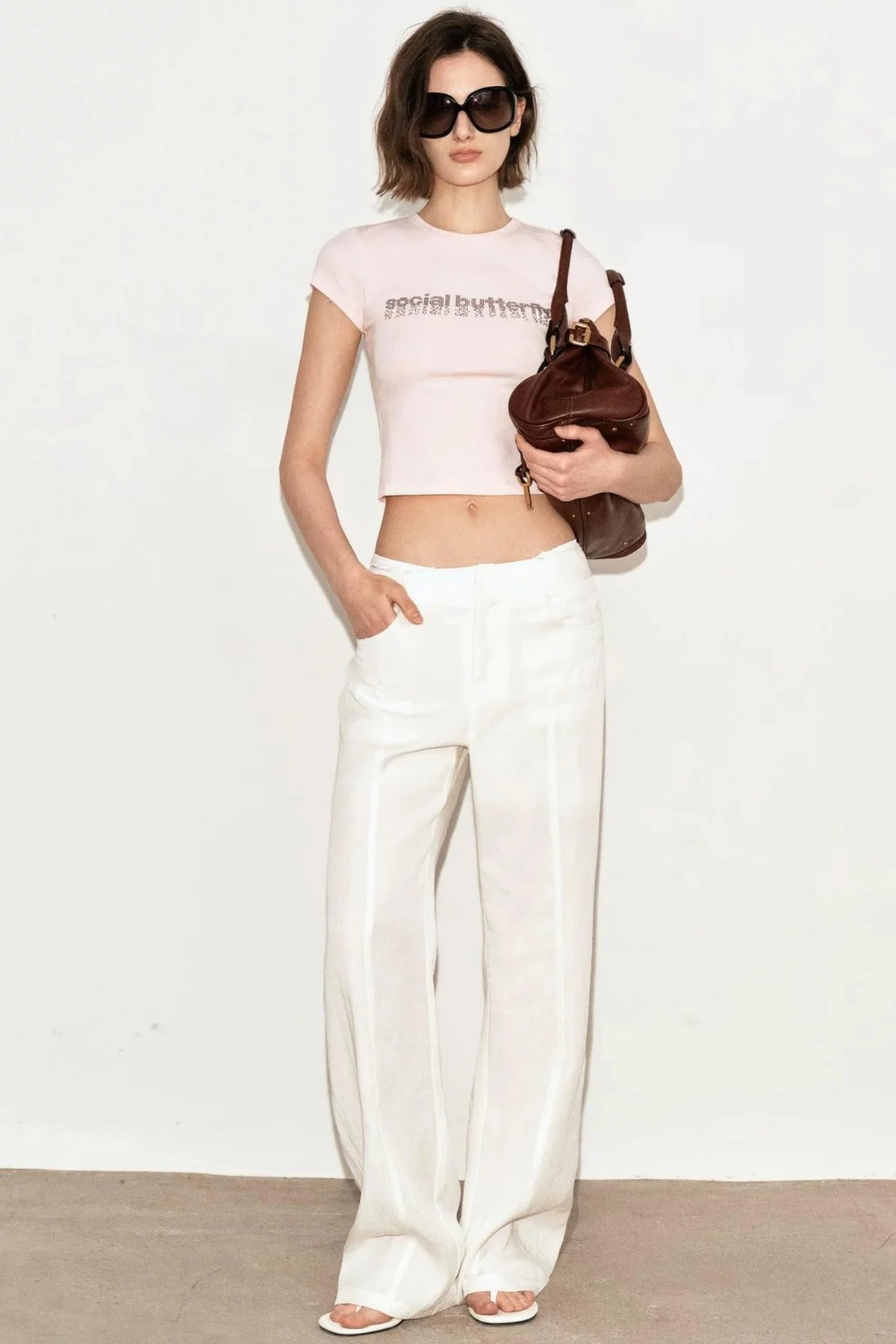 Draped Wide Leg Linen Pants