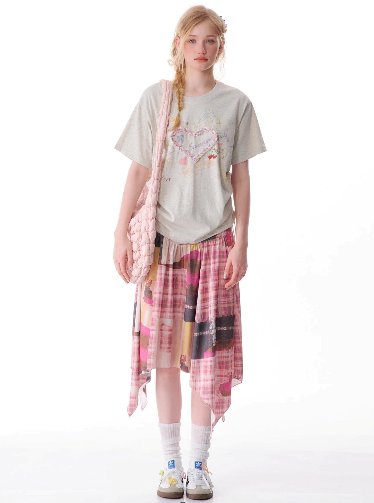 Drawstring Love Print Top