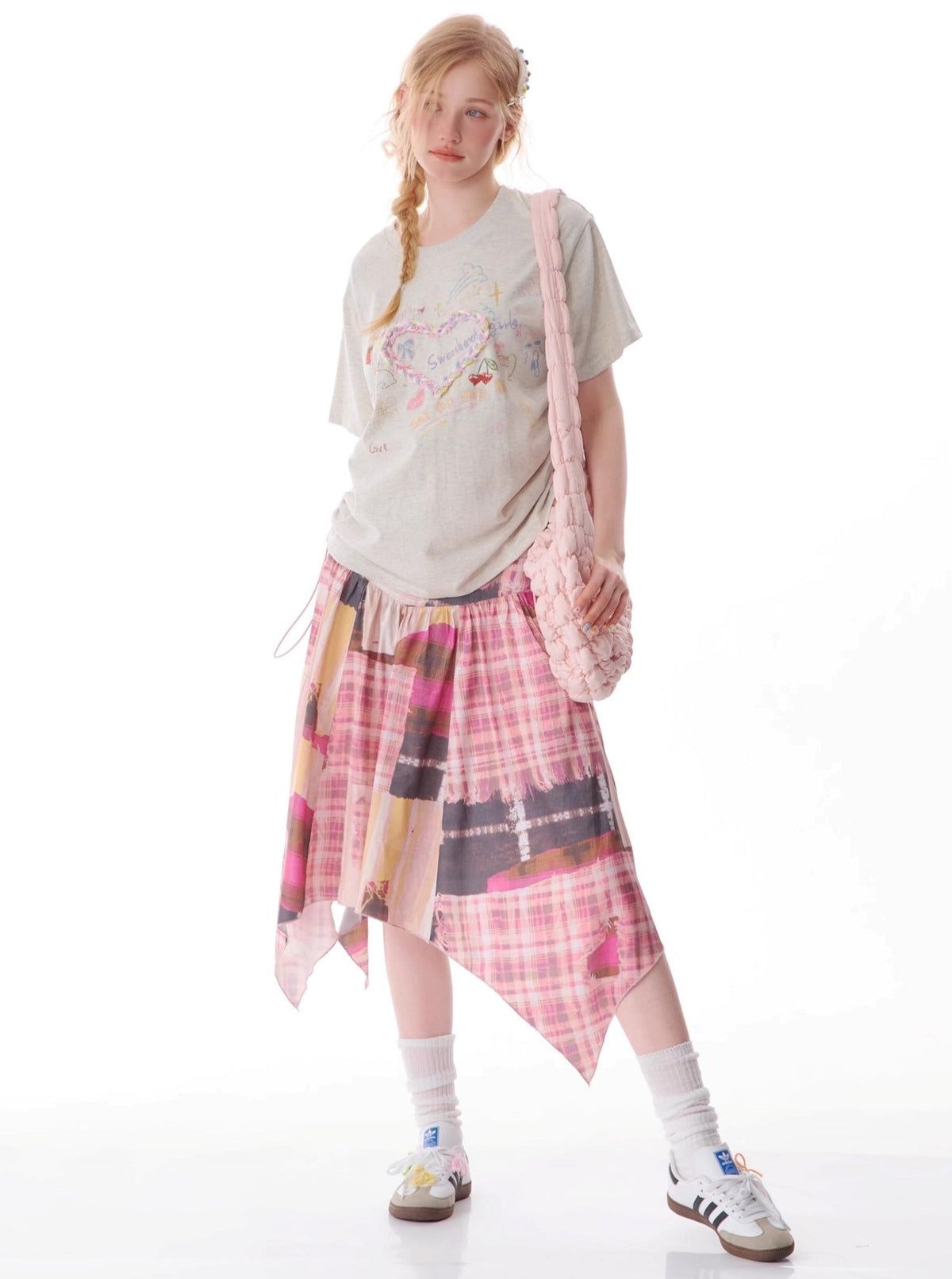 Drawstring Love Print Top